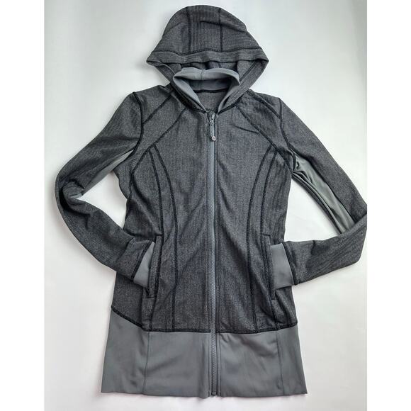 Lululemon Women's Size 8 M Daily Practice Jacket Coco Pique Hooded Herringbone - Picture 1 of 16
